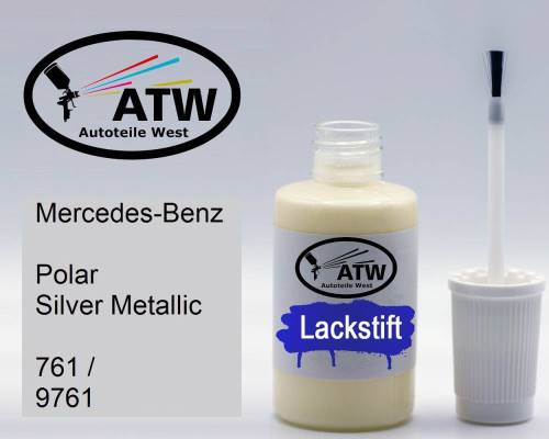 Mercedes-Benz, Polar Silver Metallic, 761 / 9761: 20ml Lackstift, von ATW Autoteile West.